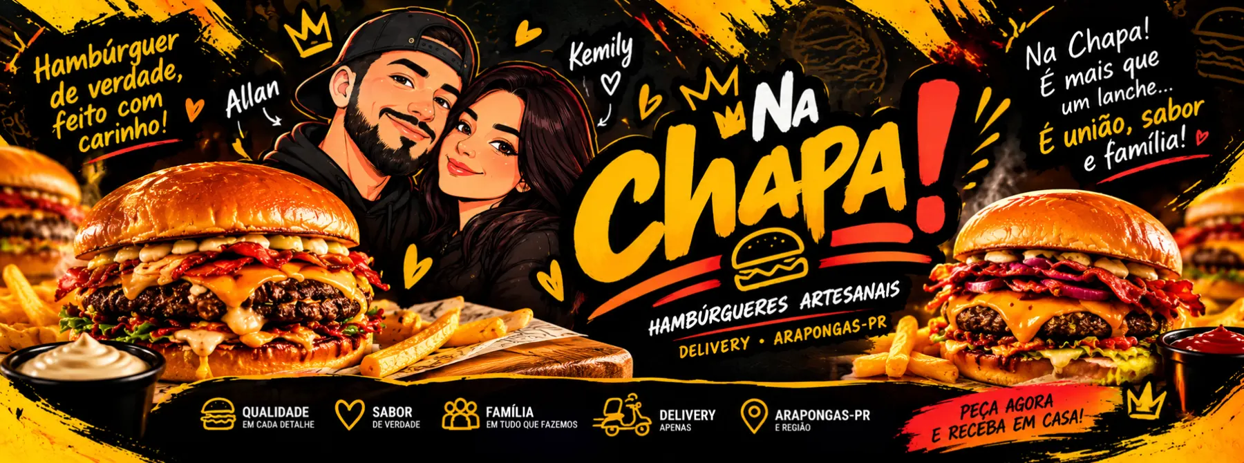 Na Chapa! Allan e Kemily, hambúrgueres artesanais